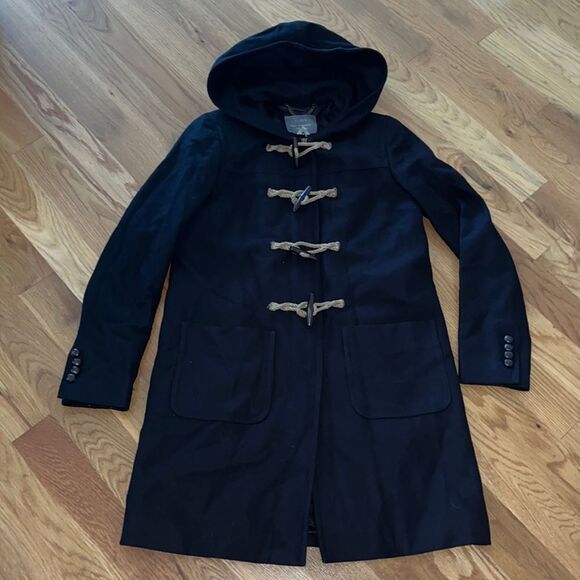 J. CREW Cashmere Wool blend Nello Gori Duffle Hooded Toggle Zipper Coat Jacket 4 - Picture 4 of 12